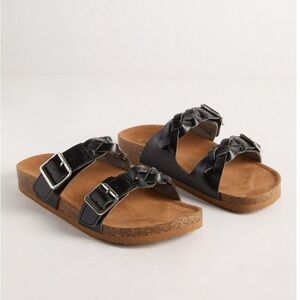 Double Buckle Braided Footbed Slide (WW)